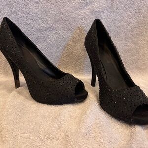 Gianni Bini Black Studded Peep-Toe Heels